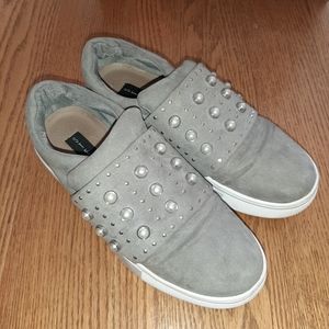 Steven Madden Gray Suede Beaded Slip Ons